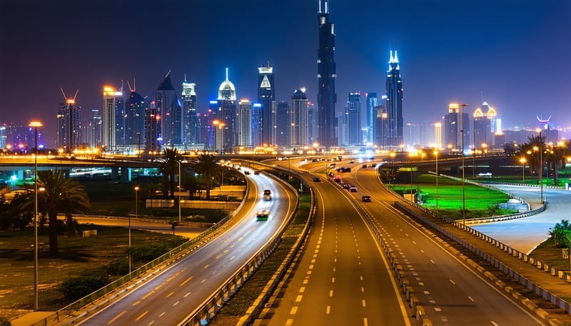 Dubai city skyline with modern highways